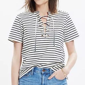 Madewell Black & Cream Striped Top